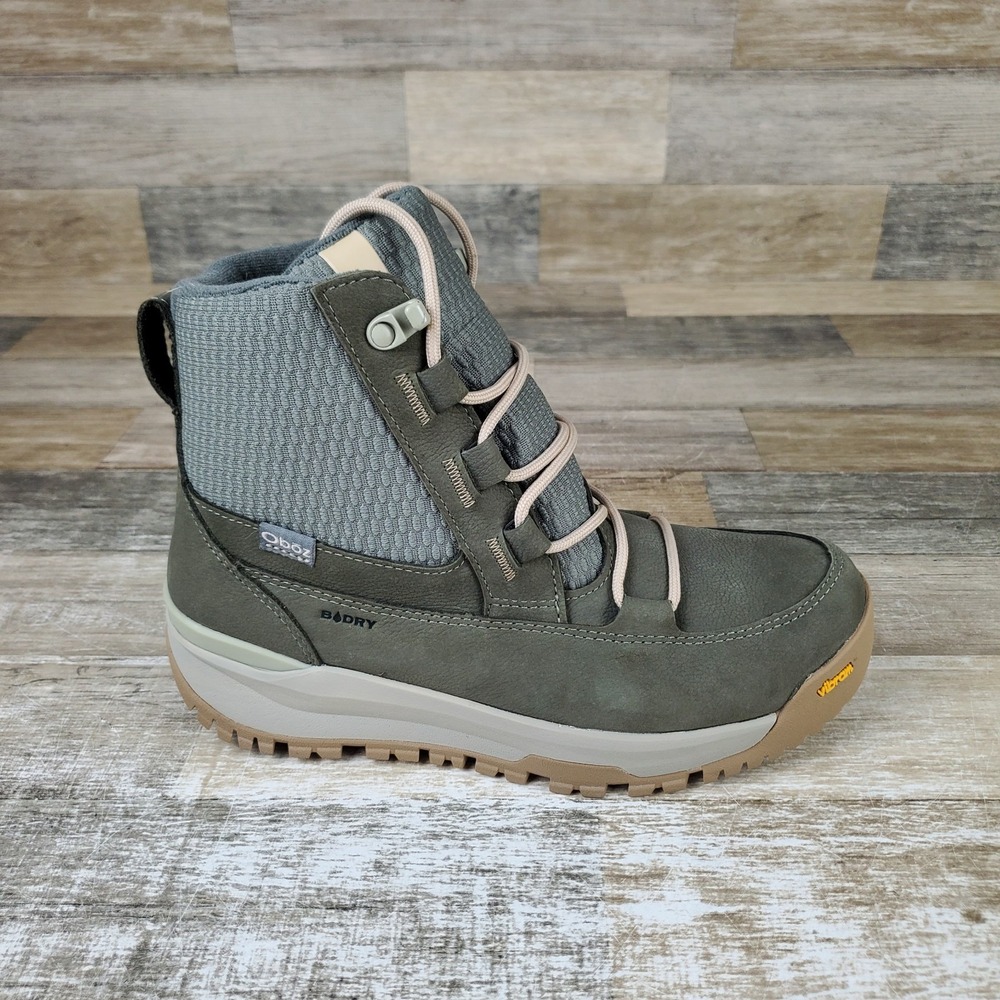 Oboz Jourdain Mid B-Dry Women Winter Boot 8 Olive Branch Waterproof Hiking Boot